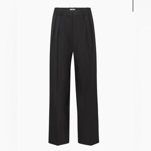 Aritzia Babaton Revue Pants in Black Size 6 Pleated wool wide-leg trousers